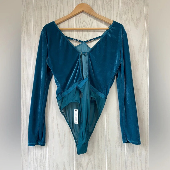 Ann Summers The Breath-taker Long Sleeve Teal Body Suit Size L NWT - Picture 8 of 8